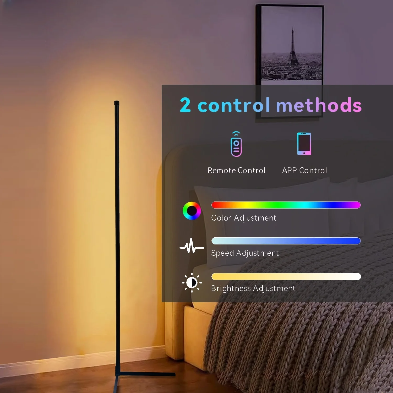 RGB LED smart modern floor lamp music synchronization 16 million DIY color change suitable for gaming room parties, etc. image 4