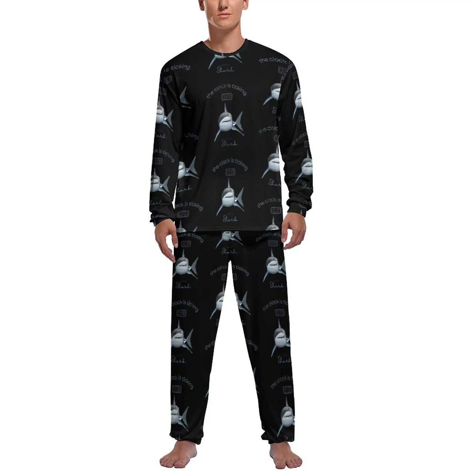 

Protect The Sharks Pajamas Long Sleeve Save The Shark 2 Pieces Casual Pajama Sets Daily Man Printed Cool Sleepwear