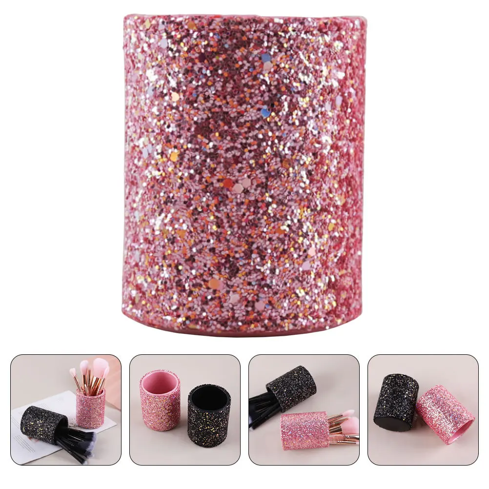 

Makeup Brush Pink Thickened Container Tool Holder Clear ganizer for Desk Home Office Brush Pot Storage Solution