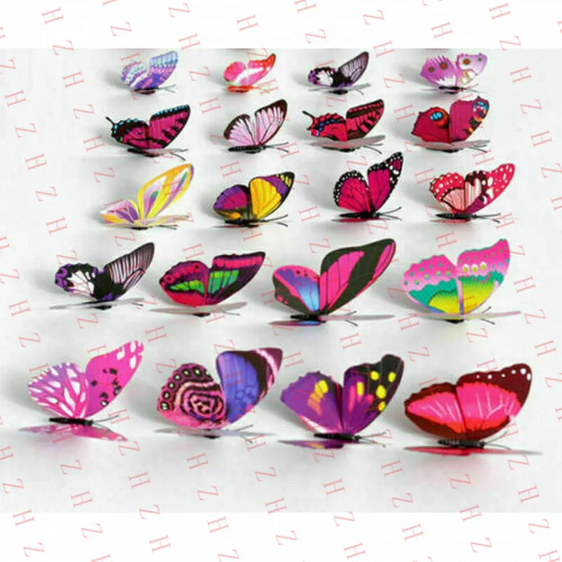 U+ Colorful 3D Artificial Butterfly Fridge Magnets Party Home Decor Butterflies