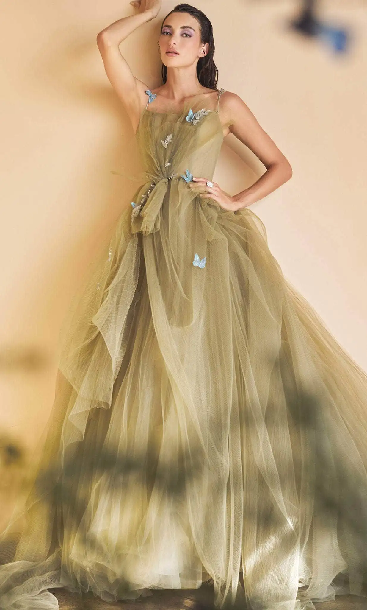 Lindo vestidos de noite cinta de espaguete sem mangas rendas até apliques frisado vestido formal personalizado