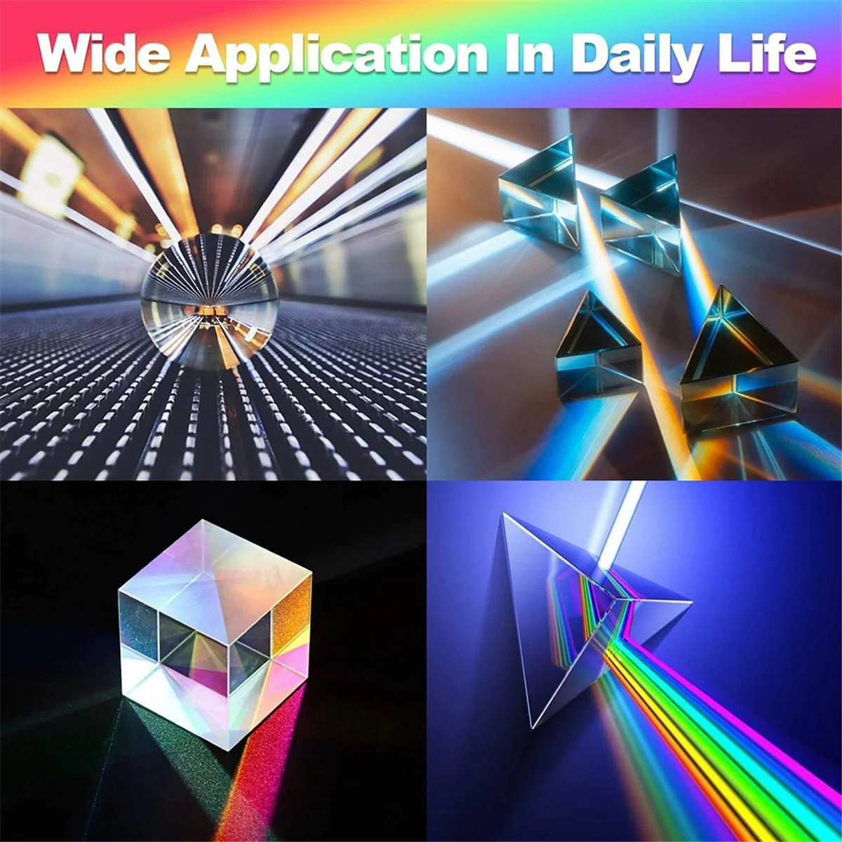 T61C_4 Pack K9 Optical Crystal Photography Prism Set, Include 55mm Ball