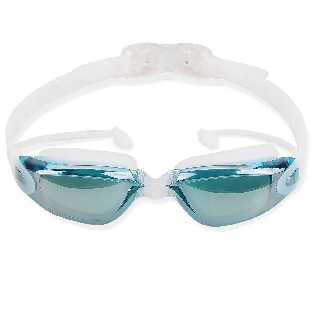 Profession Electroplated Swimming Goggles Hd One-piece Earplugs Waterproof and Anti-fog Swim Glasses Against Infiltration