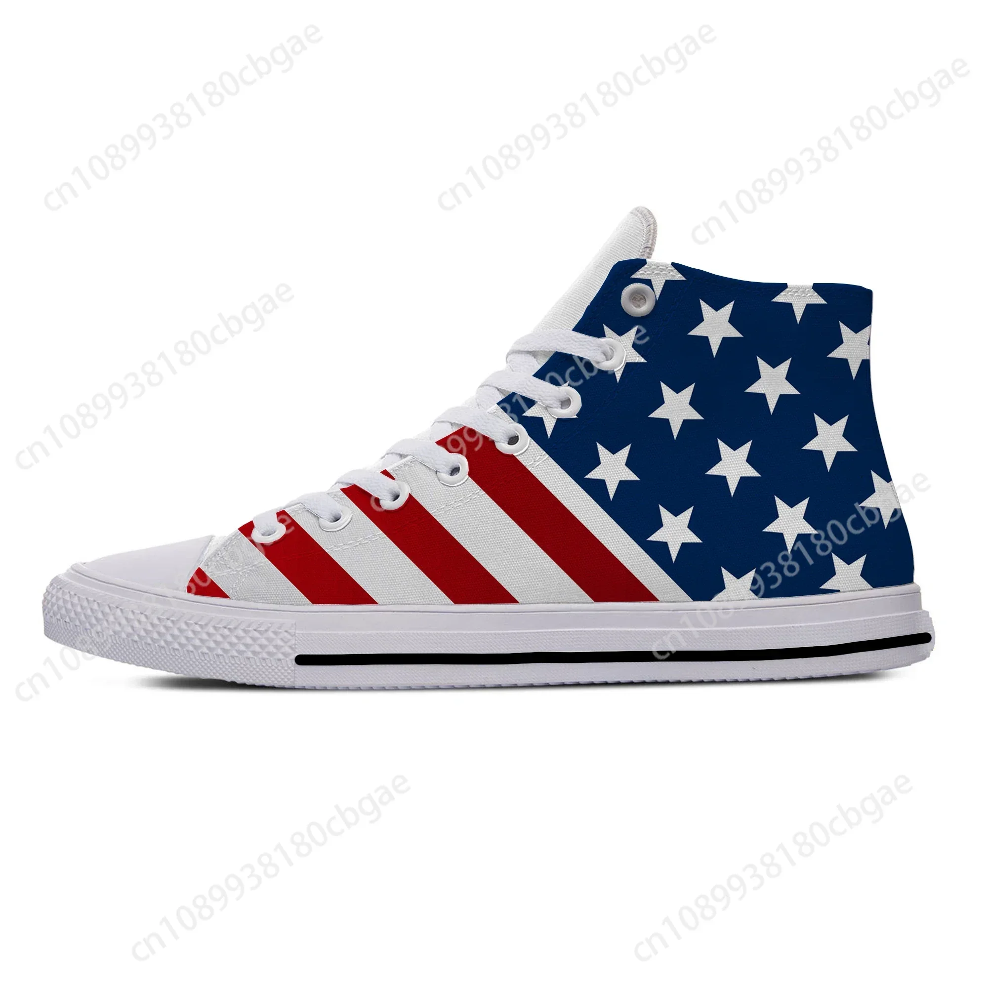 

USA American Flag Stars patriotic Fashion cOOL Casual Cloth Shoes High Top Lightweight Breathable 3D Print Men women Sneakers