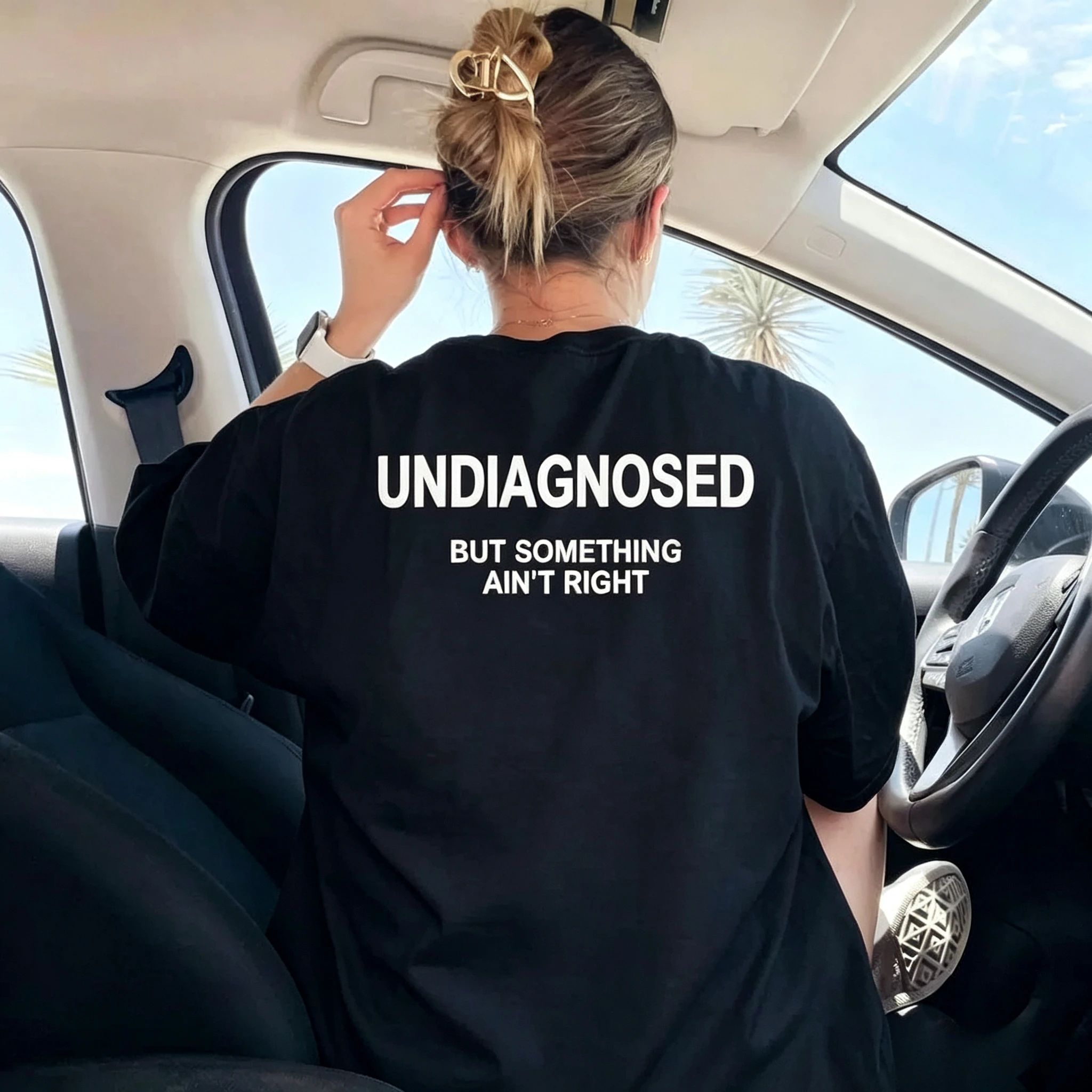 Undiagnosed But Something Ain't Right Shirt Funny Mental Health Shirt Summer Men's and Women's Breathable Cotton T-shirt Top