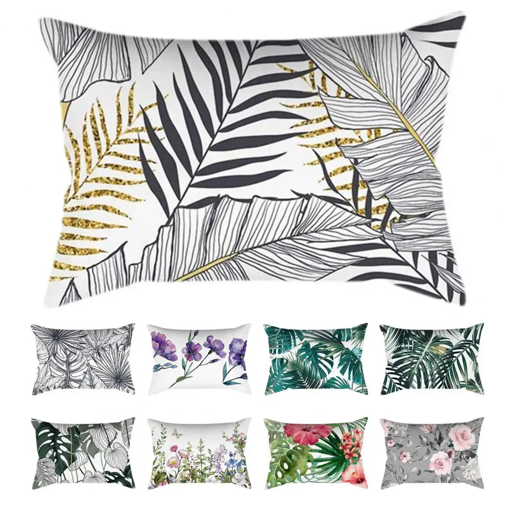 Cushion Cover Useful Delicate Stitching Pillow Cover Portable Throw Pillow Cover  Smooth Zipper Pillow Case for Office