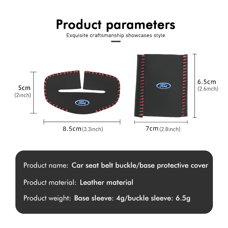 2pcs Car Seat Belt Anti-Scratch Buckle Clip Protector Cover For Ford mk2 mk3 Ranger Mondeo mk4 S-MAX Kuga Mustang Fusion - view 6