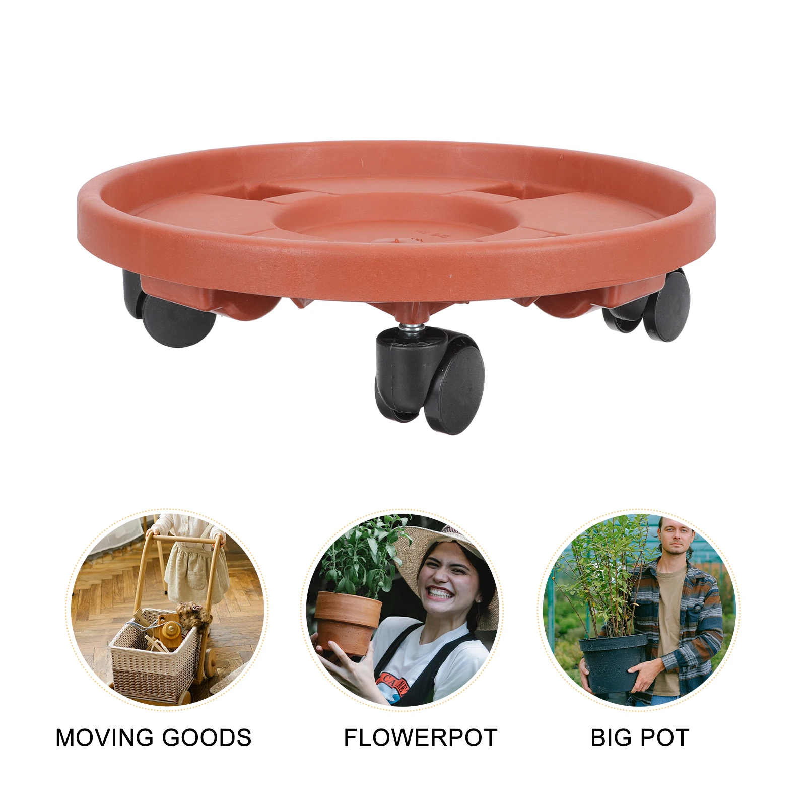 

2Pcs Recycled Plastic Moveable Pot St Roller Tray for Balcony Plant Display Brown Color Flowerpot Support Planter