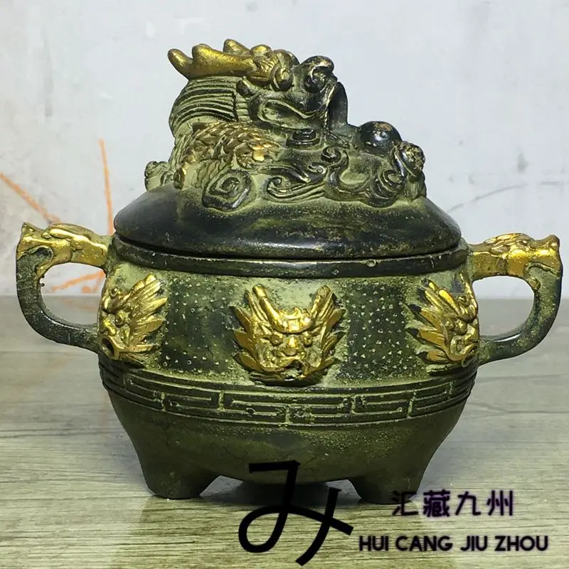 Retro Double-eared dragon head incense burner Ornament Decoration Tea Pet Figurines Desk Decor Accessories