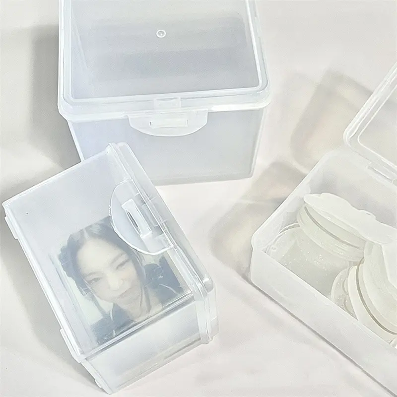 Small Photocards Storage Box Transparent Stickers Korea Idol Card Holder Desk Storage Organizer Classification Box Stationery