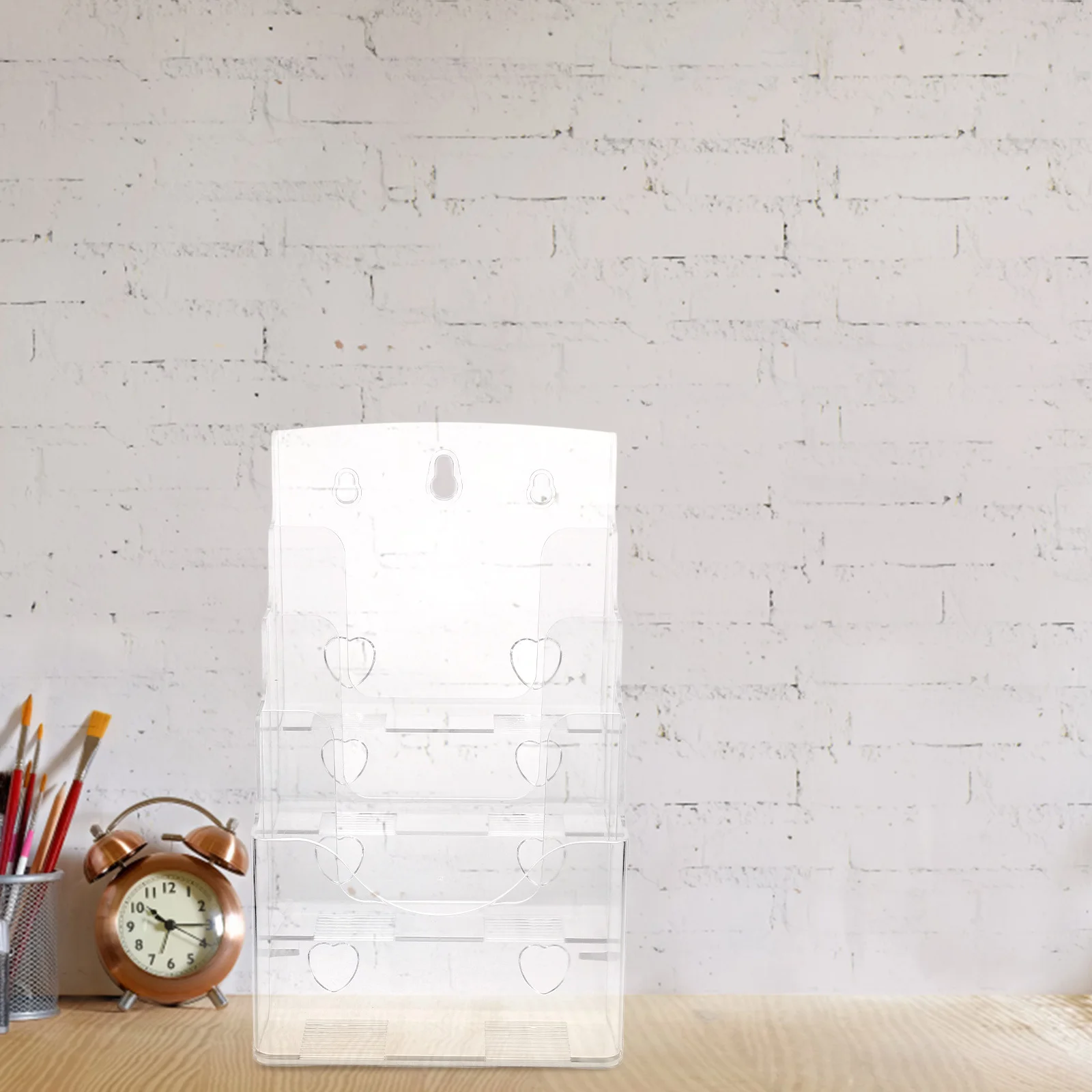 A5 Wall-Mounted 4-Tier Literature Organizer Brochure Holder Clear Magazine Rack Document Display Stand Pamphlet Flyer Holder