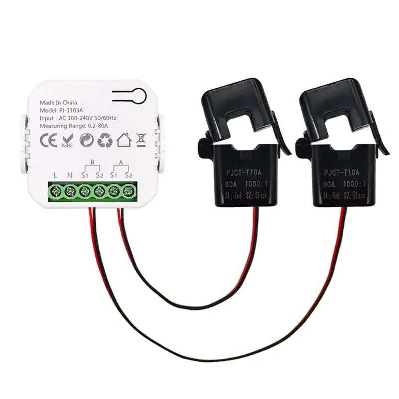 Tuya Smart Wifi Energy Meter Bidirection With Current Transformer App Monitor Power 80A Support Alarm