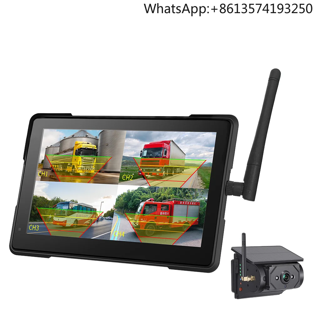 

7'' HD 1080P Wireless Backup Camera Monitor Kit For Car RV Camper Waterproof Side View Camera Split Screen Rechargeable Solar