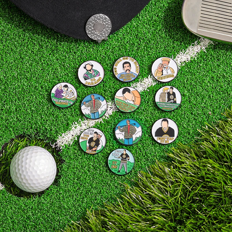 Creative Just Tap In It Golf Cap Clips Cartoon Funny Print Golf Magnetic Attraction Marker Enamel Pins Cute Brooches Lapel Badge