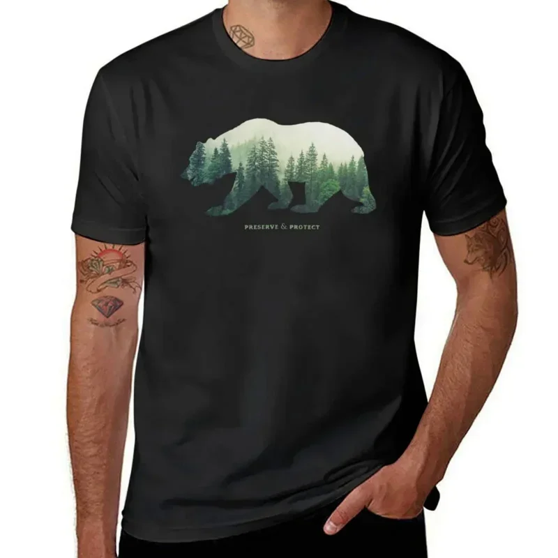 Preserve & Protect Nature Double Exposure Bear Silhouette Trees Forest Save the Environment Climate Change Wilderness Hi T-Shirt