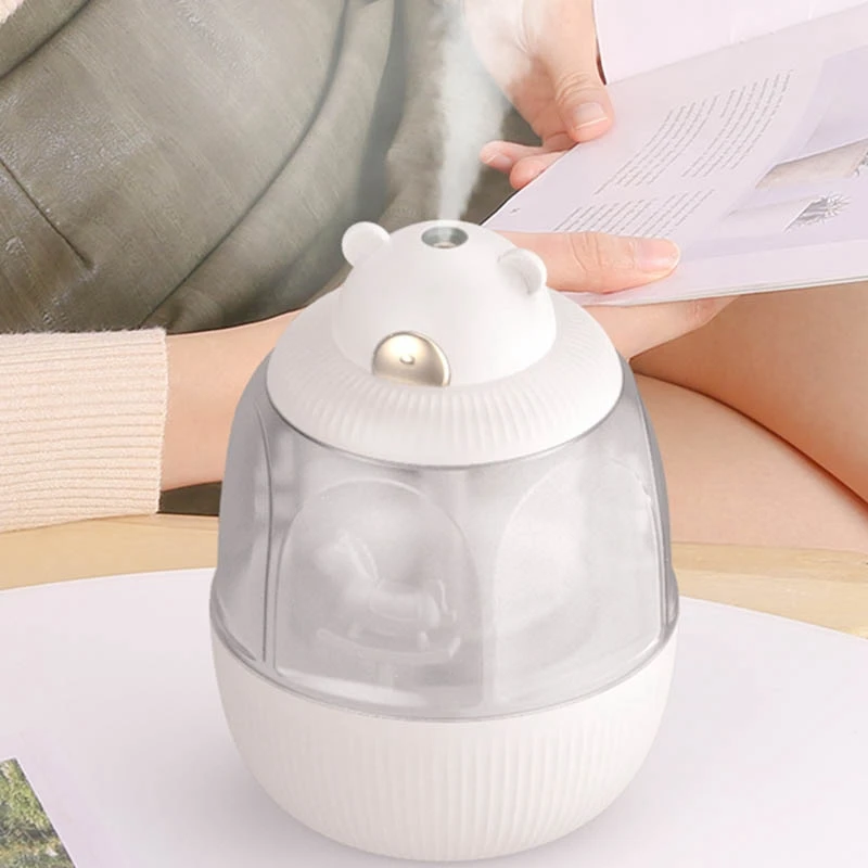 Carousel Music Box Humidifier พร้อมไฟ LED สีสันสดใส Air Humidifier Aroma Diffusers