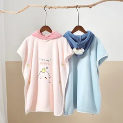Children's Bath Towel Poncho Children's Hooded Bathrobe Bath Towel Poncho Quick-drying and Water-absorbent Swimming Bath Robe