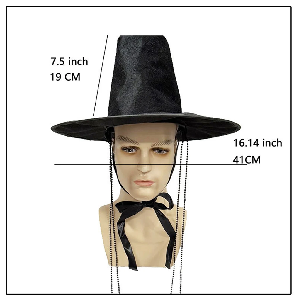 Sombrero de disfraz de juego de rol para hombre, sombrero tradicional coreano de la dinastía Ming, ala ancha, protección Uv, gorra negra para escenario, 2025