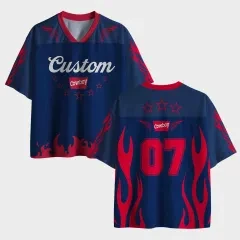 Trending Must‑have V‑Neck Cropped Mesh Sports Jersey Top Rated Edgy Grunge Flame Star 07 Print Short Sleeve Street Fashion Tops