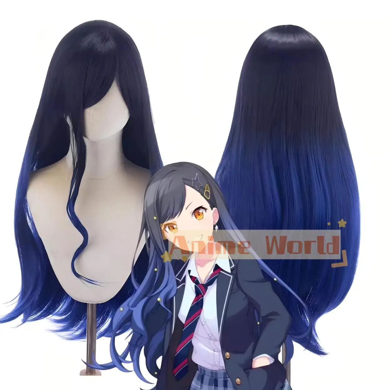 

Anime Shiraishi An Cos Cosplay Wig Halloween Carnival Party Props Synthetic Hair Heat Resistant Fiber + Wig Cap