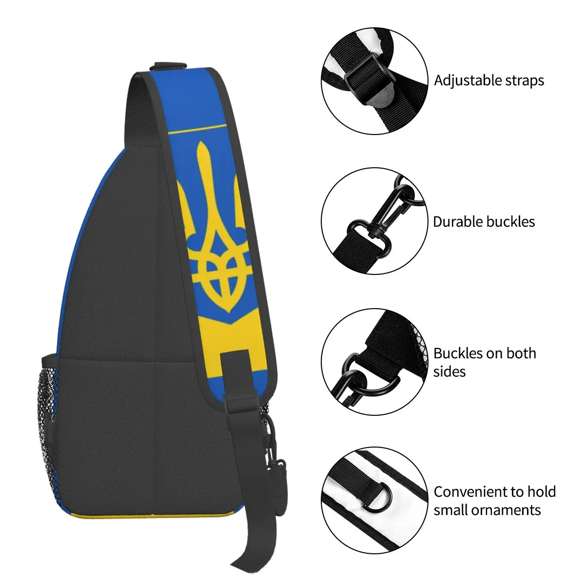 Ukraine Flag Sling Bags Chest Crossbody Shoulder Sling Backpack Hiking Travel Daypacks Coat of Arms Fashion Bookbag