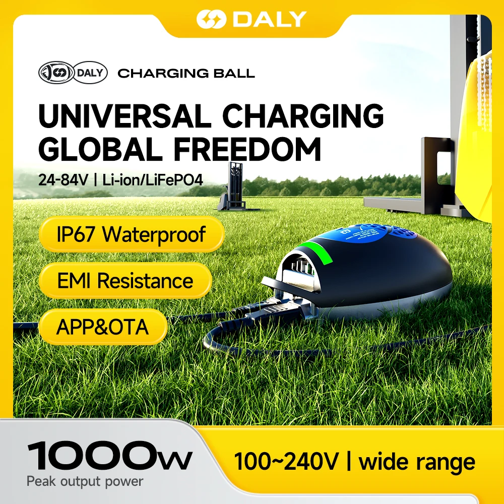 

Зарядное устройство DALY для литий-ионных аккумуляторов NMC 16S 60В, LiFePO4 LFP 17S 20S 60В 1000Вт 15А, для литиевых аккумуляторов, гольф-каров, подъемников, AGV, Anderson