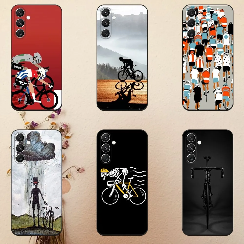 

Mountain Bike Cycling art Phone Case For Samsung Galaxy A13,A21s,A22,A31,A32,A52,A53,A71,A80,A91 Soft Black Cover