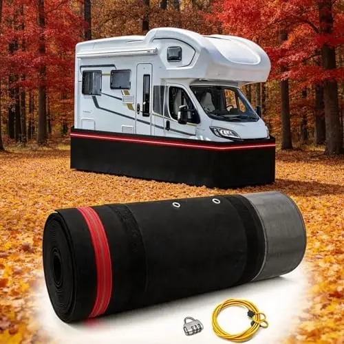 

Insulated RV Skirting 105ft - Waterproof, Windproof Trailer Skirt with Steel Mesh & Lock - Red 59x2.62ft