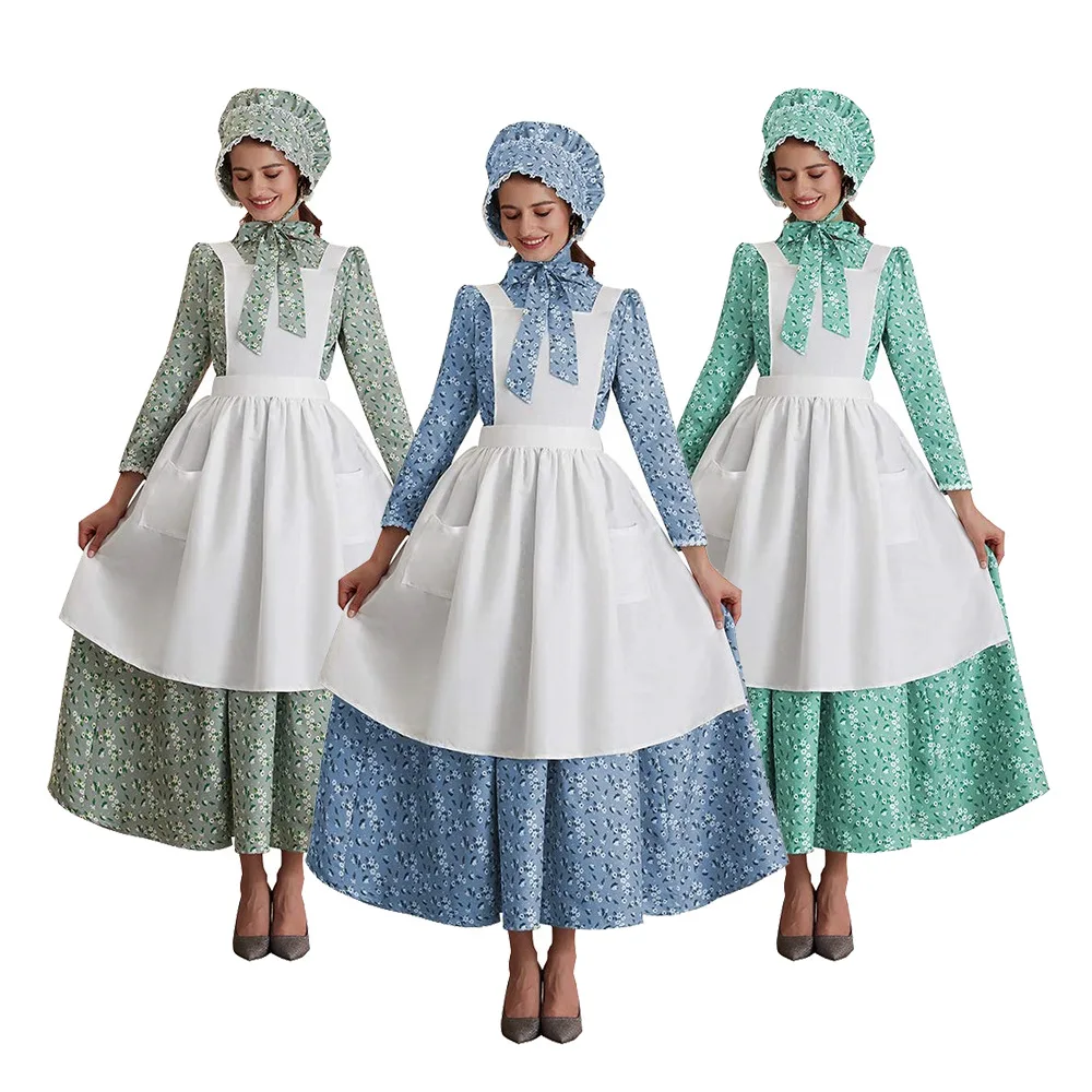 

Medieval Retro Renaissance Floral Dresses Suits Cosplay Costume for Women Maid Outfit Halloween Carnival Party Clothes Roleplay