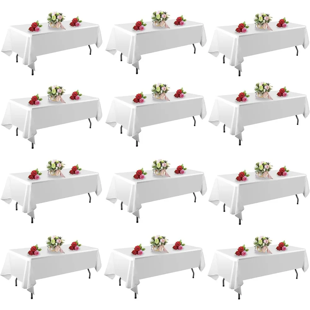 

Rectangle White Tablecloths 60x102 Inches for 6-Foot Tables, Stain and Wrinkle Resistant Polyester Material