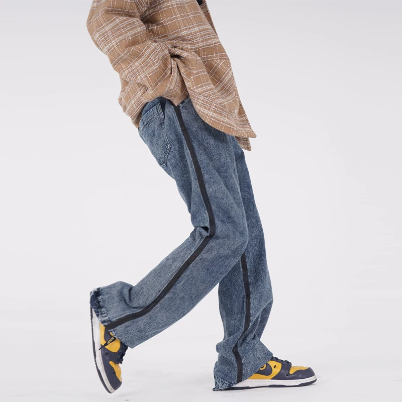 

Мужские свободные джинсы-клеш из денима с эффектом брызг краски, повседневные, молодежные, модные, широкие брюки из хлопка