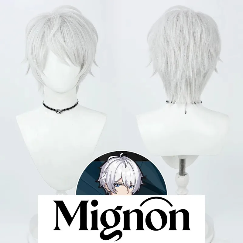 

Парик для косплея Honkai Impact 3rd Kevin, серебристо-белый топ с рюшами и многослойный колючий стиль