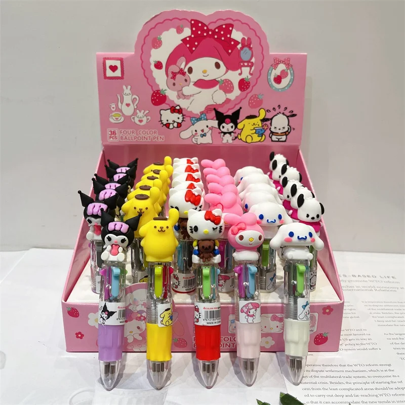 

36 pcs/lot Sanrio Kawaii Animal 4 Colors Ballpoint Pen Cute press ball pens School Office writing Supplies Stationery Gift