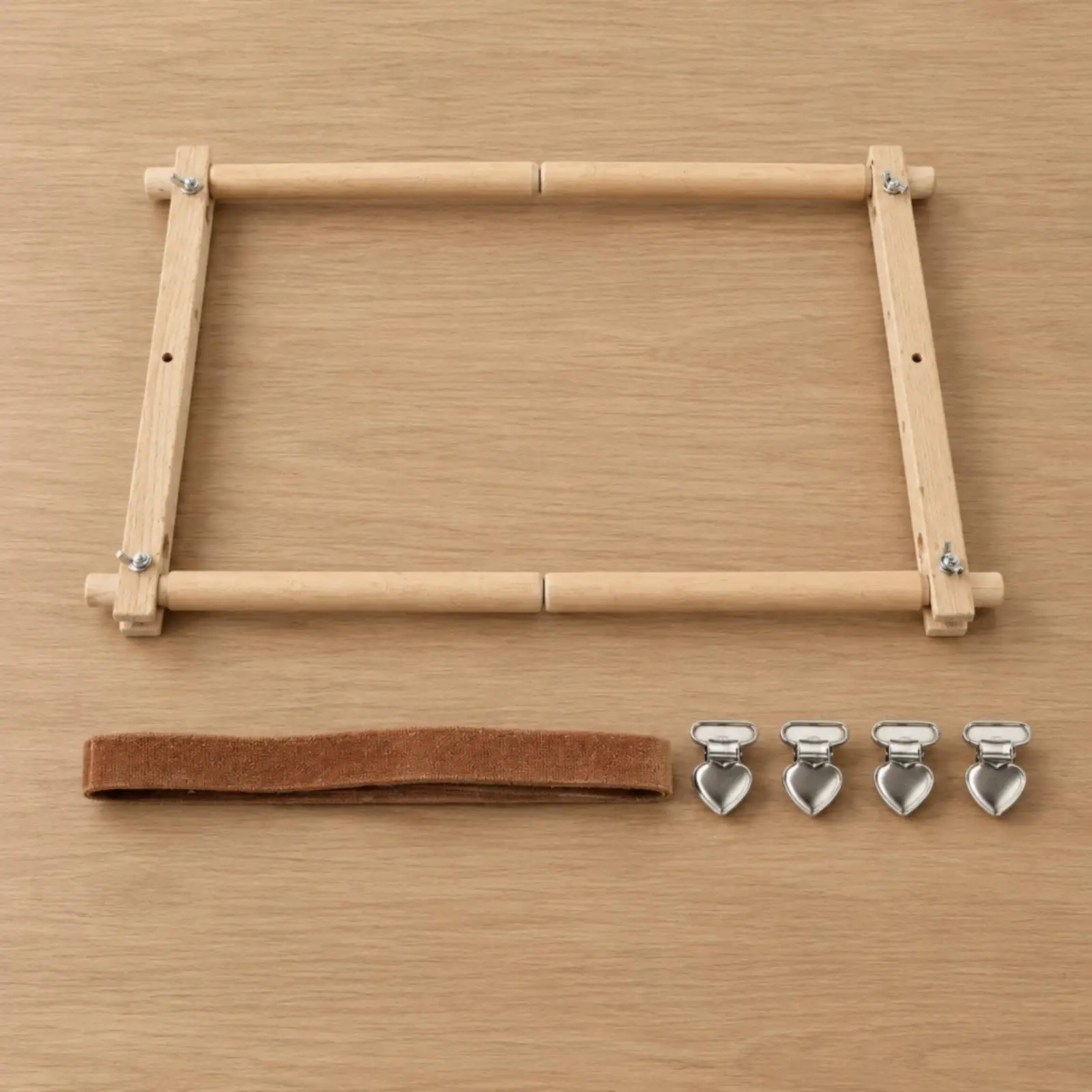 Embroidery Frame Beech Wood Rectangular Hoop Stand with Securing Strap for Stitching Projects