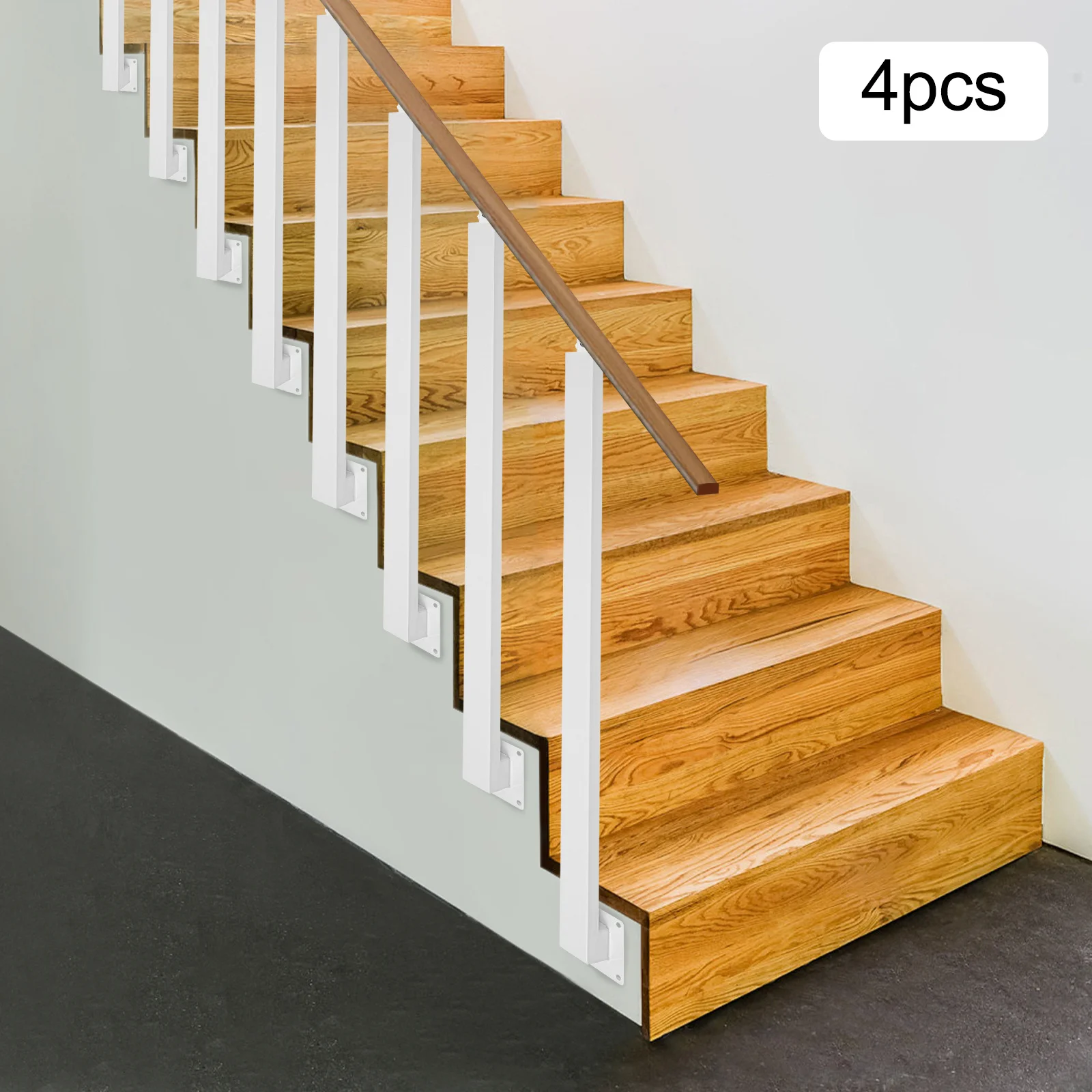 4 Pieces of 85cm Stair Railing Side Installation - White, , , Suitable for Staircases, Villas, Entrances, Corridors