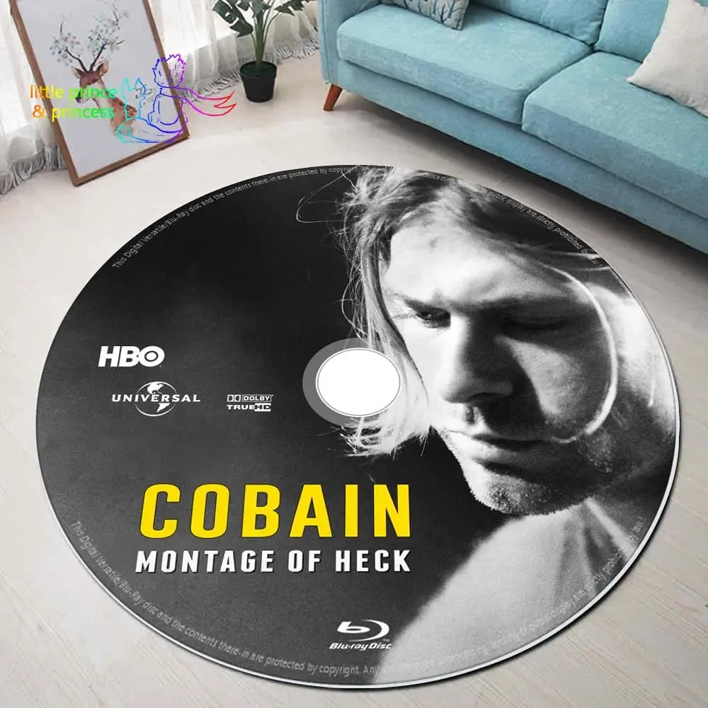 Kurt Cobain CD Rug Music Round Mat Round Rug Round Carpet Bathroom Mat Black Mat Home Decor Rug Living Room Kitchen