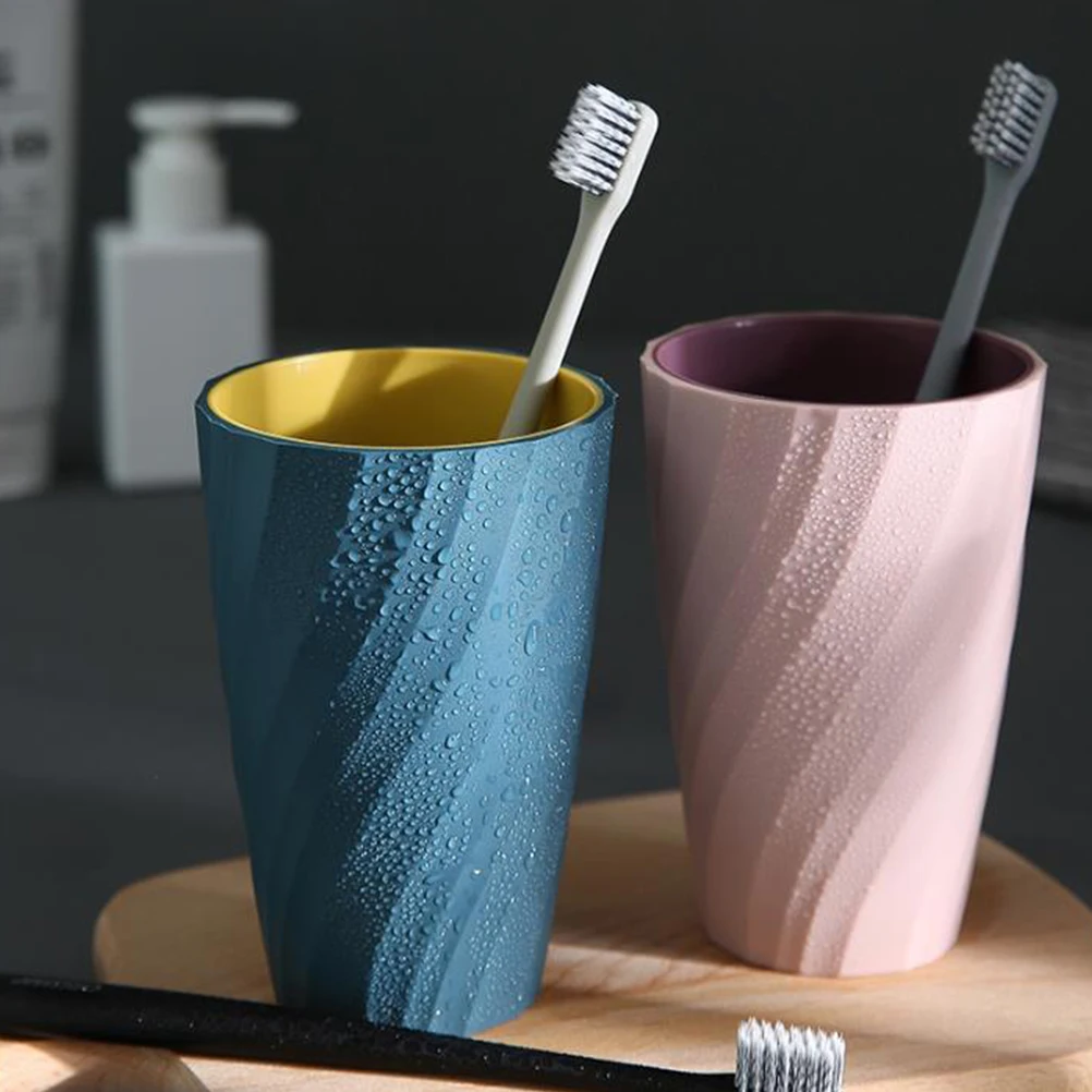 

2Pcs Toothbrush Storage Cup Portable Plastic Tooth Mug Home Travel Gargle Holder Dark Lightweight