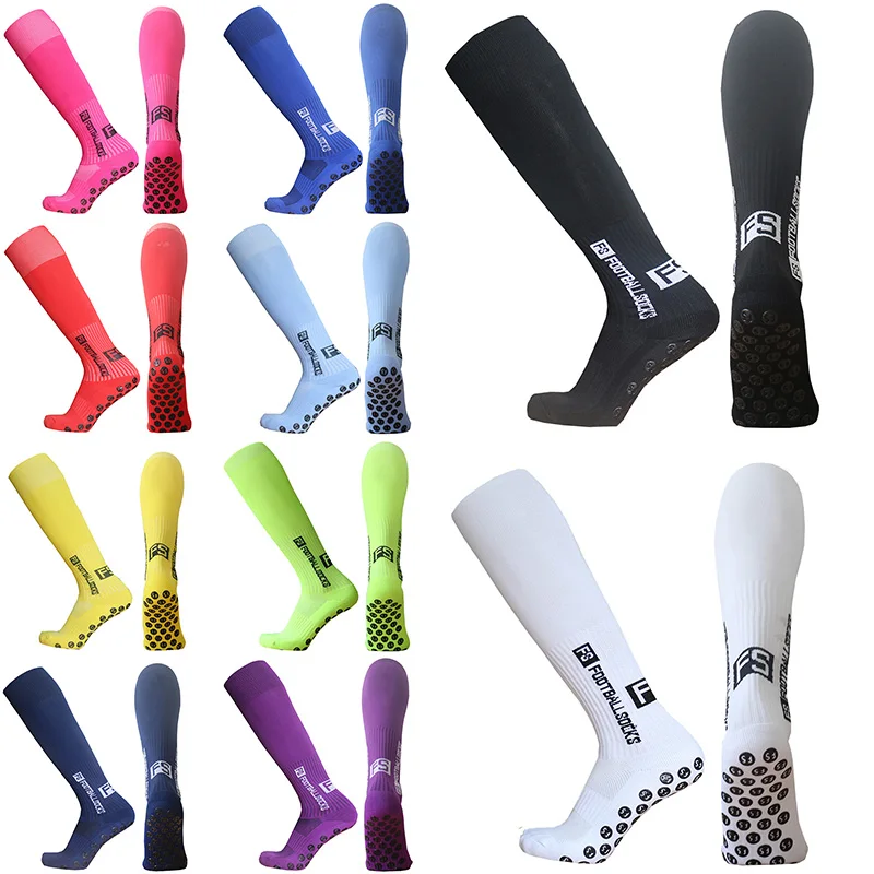 New Round Silicone Letter Pattern Training Match Breathable Sweatwicking Soccer Socks Outdoor Sports Slip Resistant Long Style F