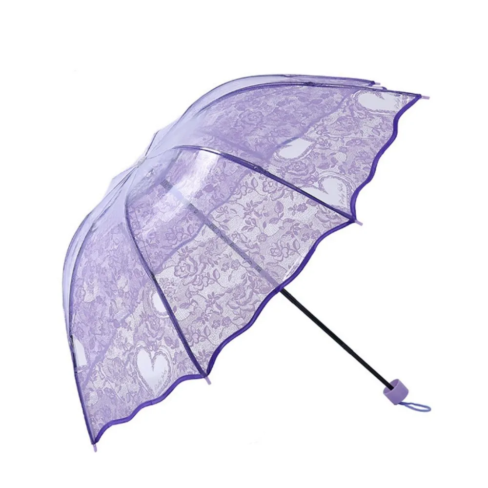 

Foldable Lace Parasol Umbrella Transparent Love Large Flower Girl Umbrella Embroidery Sun Umbrella for Wedding Decoration