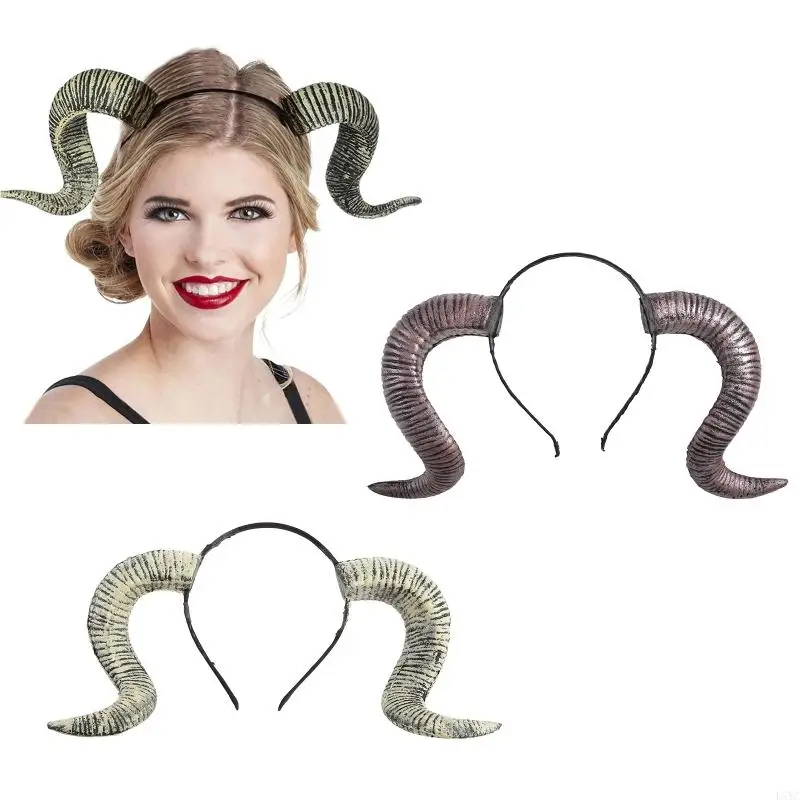 

L5YC Girls Sheep Horn Headwear Party Props Hair Hoop Halloween Carnival Accessories