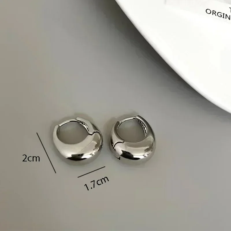 Silver Gold Color Simple Wide Huggies Gothic Hoop Earrings for Women European Unisex Piercing Punk Rock Jewelry Ear Buckles