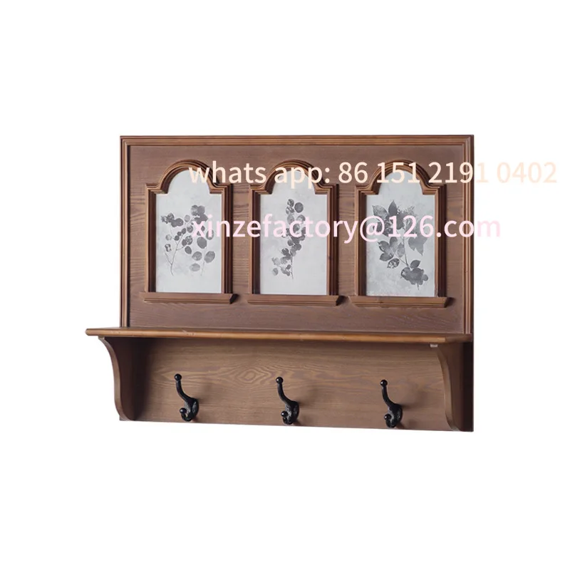 

Customizable American light luxury solid wood ledges shelves, homestay hotel living room carved classical wall decorative shelve