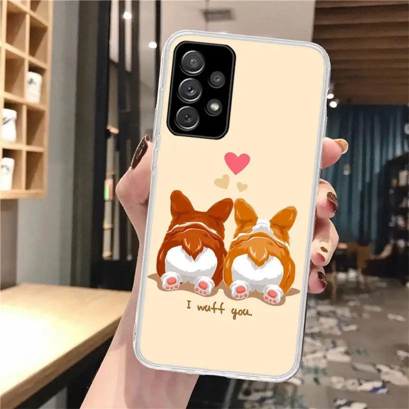 Cartoon Corgi Cute Dog Soft Phone Case For Samsung Galaxy A14 A13 A12 A15 A54 A53 A52 A55 A34 A33 A32 A35 A24 A23 A22 A25 A04S A