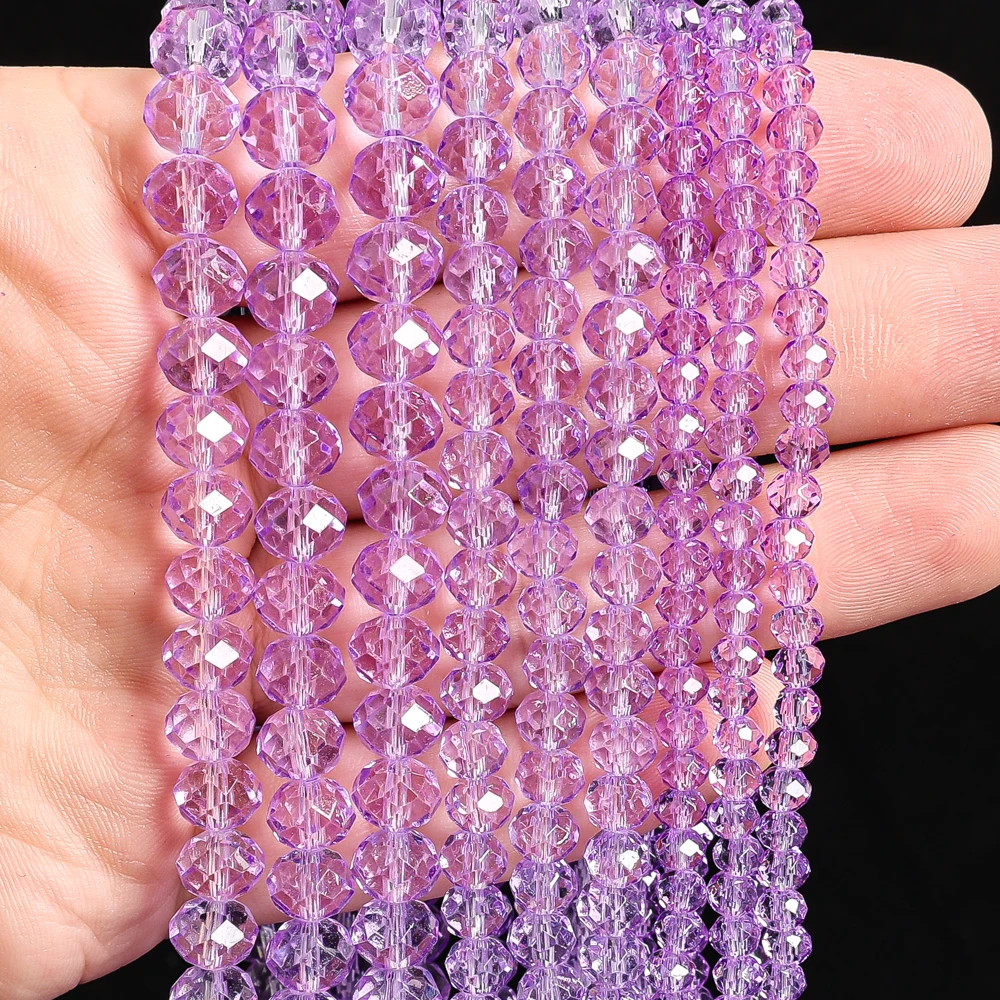 

Brilliantly Reflective 4/6/8mm Faceted Crystal Glass Beads Uniform Near-Spherical Shape Purple Bulk Loose Beads for Beadwork