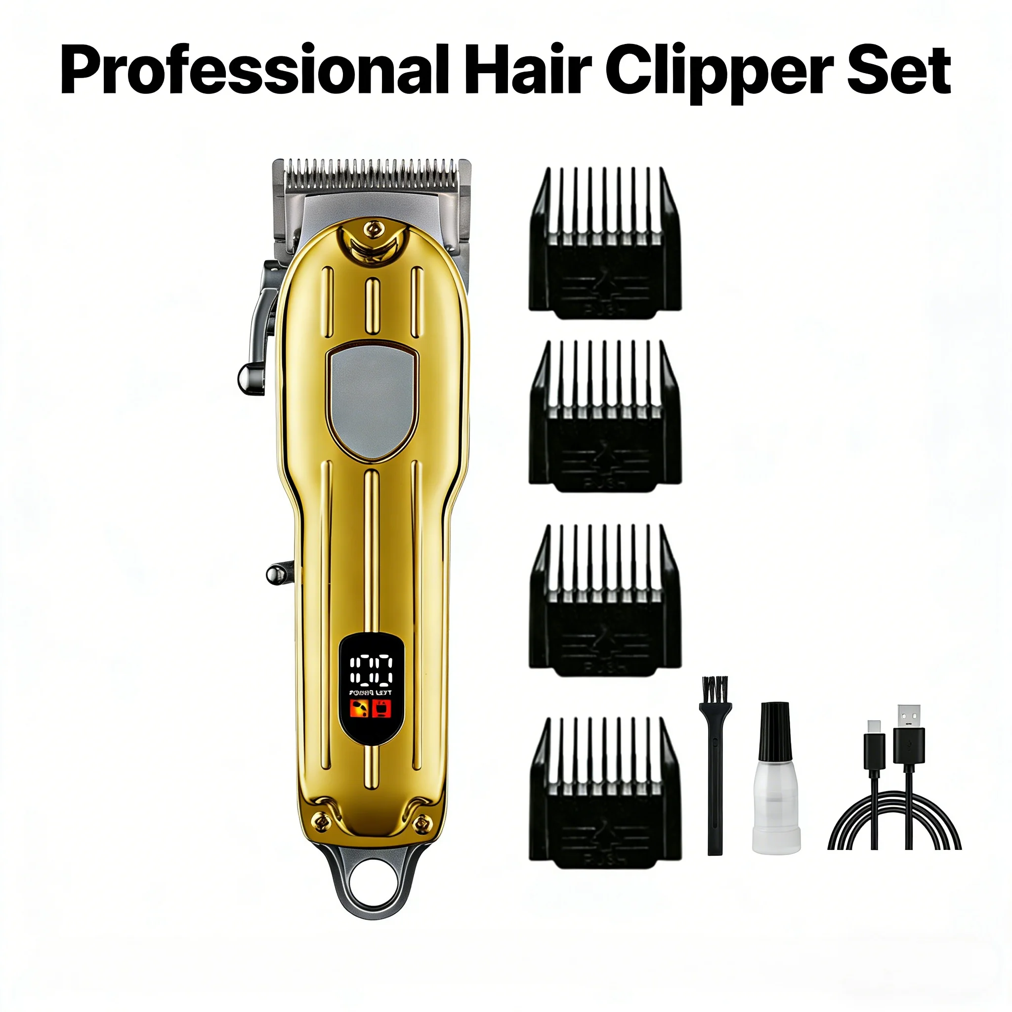 

Multifunctional Cordless Hair Clipper Men Professional USB Charging Hair Trimmer Men Grooming Kit ABS Material Travel Home Use