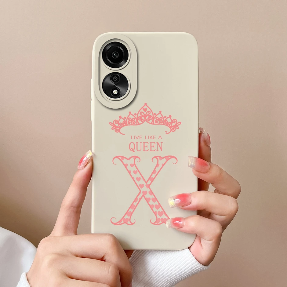 Phone Case For OPPO A58 A 58 4G 26 Luxury Crown Letters Liquid Silicone Back Cover For OPPO A78 A 78 4G Advanced Sense Shell