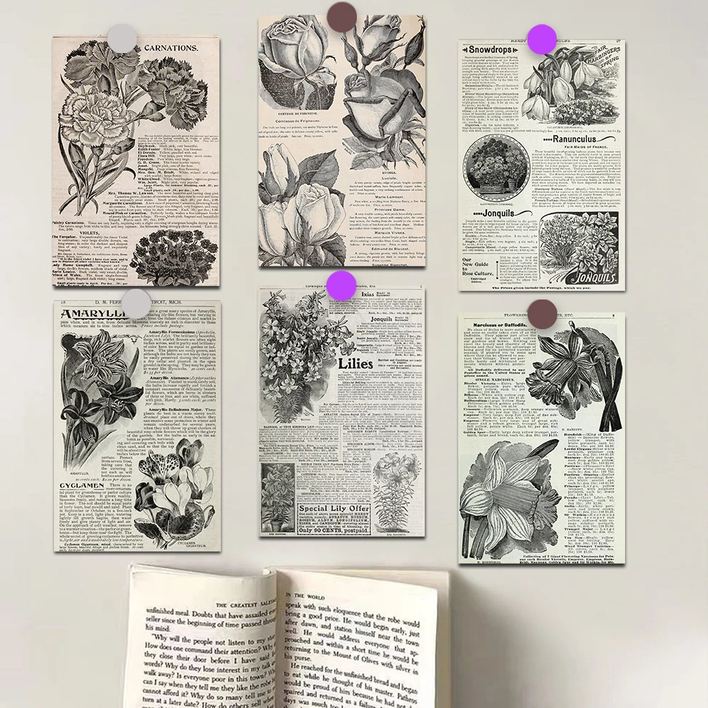

10PCS Retro English Flowers Sticker Poster Nostalgia Wall Coffee Laptop Gift Kids Room Luggage Skateboard For Wall Decal