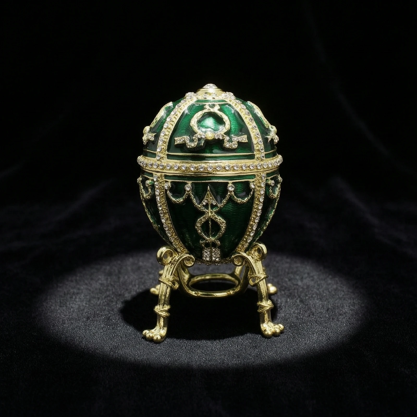 Egg Trinket Box Jeweled Egg-Shaped Trinket Box Hinged Jewelry Case Ornate Vintage-Style for Collectors, Vanity, Dresser