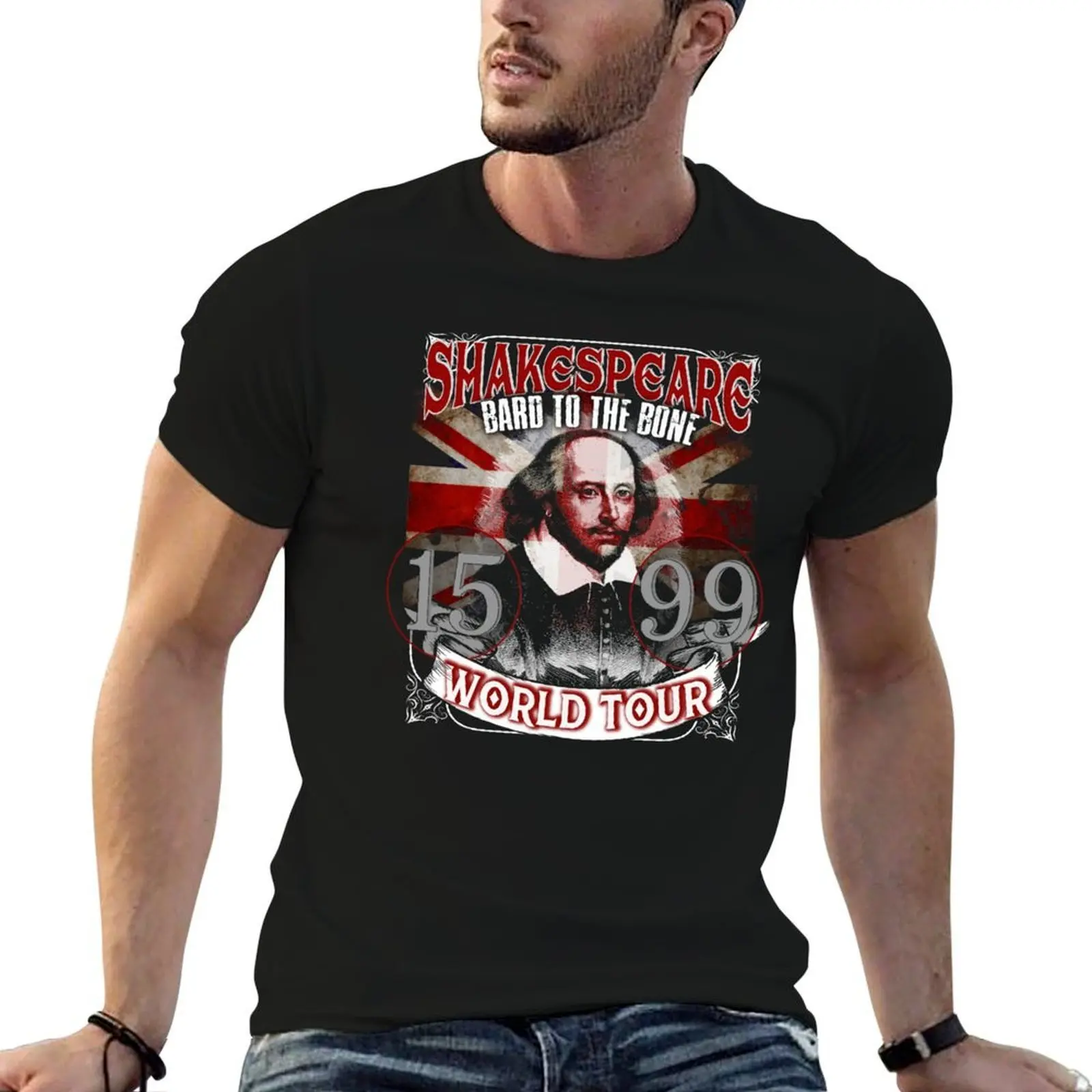 William Shakespeare World Tour Plays Quotes Poems Sonnets Biography Fans T-Shirt printed t shirts for man T-Shirt
