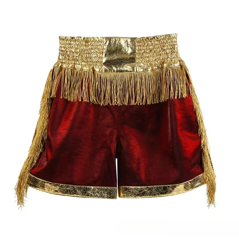 Boxing Shorts High Grade Muay Thai Shorts Men Women Kids Martial Arts MMA Clothes Gold Silver Tassels Fighting Kickboxing Shorts